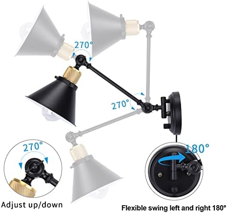 TRLIFE Dimmable Plug-in Swing Arm Wall Sconces, 2 Pack