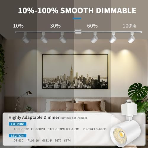 5-Color 6-Light LED Track Lighting Kit, 6.6FT H-Type, White