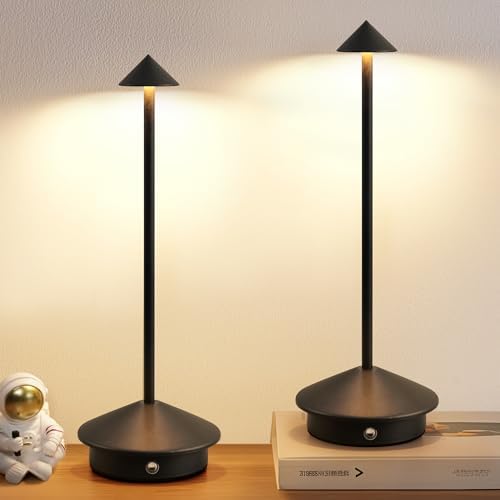Modern Cordless Table Lamp Set of 2, Black