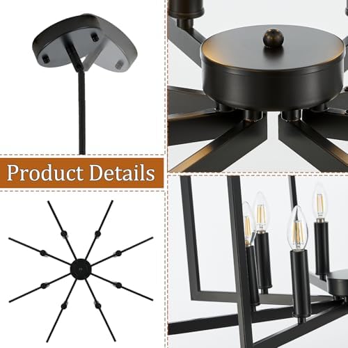 8-Light Black Geometric Chandelier