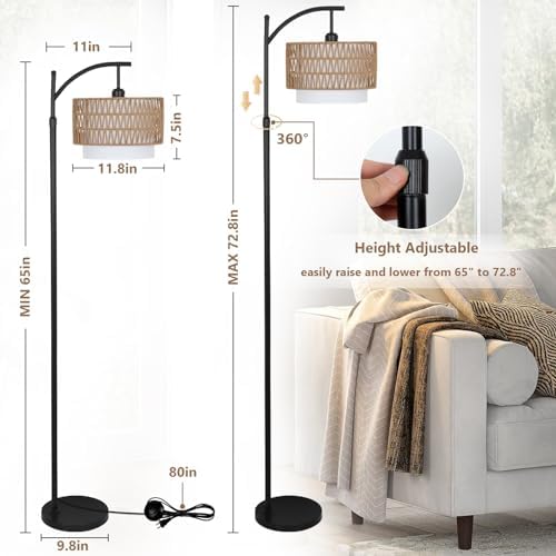 Arc Floor Lamp with Remote, 3 Color Temperatures