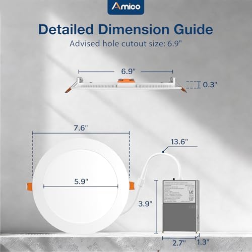 Amico 4 Pack 7 Inch LED Recessed Ceiling Downlight