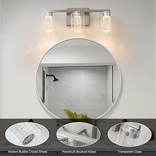 SineRise 3-Light Brushed Nickel LED Bathroom Vanity Light
