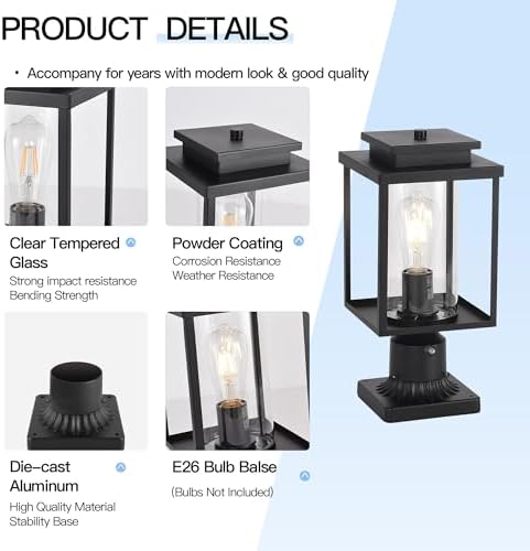 Black Hardwired Dusk to Dawn Outdoor Post Light