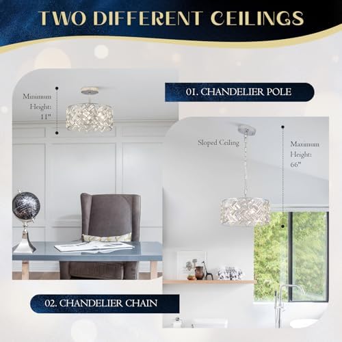 12" Chrome 4-Light Crystal Drum Chandelier