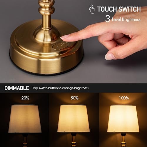 O’Bright Seraph mini – Cordless LED Table Lamp, Antique Brass