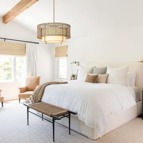 19.7" 4-Light Rattan Chandelier