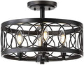 JONATHAN Y Sylvain 15.5" Semi Flush Mount, Oil Rubbed Bronze