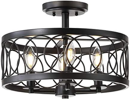 JONATHAN Y Sylvain 15.5" Semi Flush Mount, Oil Rubbed Bronze