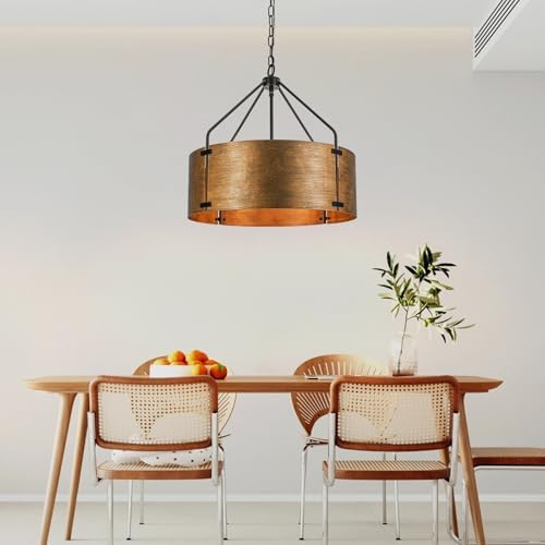 22" Copper Bronze Drum Chandelier