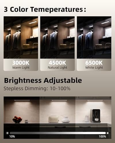 6 Pack 12-Inch Rechargeable Motion Sensor Under Cabinet Lights