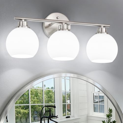Brushed Nickel 3-Light Bathroom Vanity Light