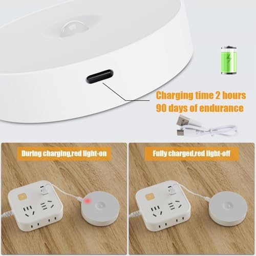 Cold White USB Rechargeable Motion Sensor Lights, 6 Pack