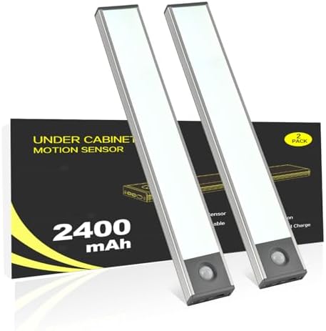 Under Cabinet Lighting, 2400mAh Motion Sensor Light Indoor, 2 Pack