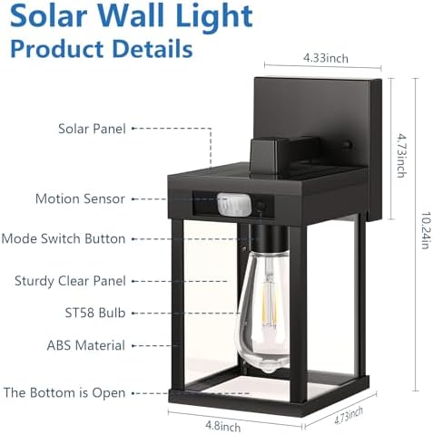 Solar Outdoor Motion Sensor Wall Lanterns, 2 Pack