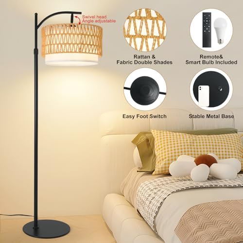 Rustic Black Farmhouse Floor Lamp, 12W LED