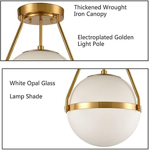 HOLKIRT Mid Century Modern Globe Semi Flush Mount Ceiling Light