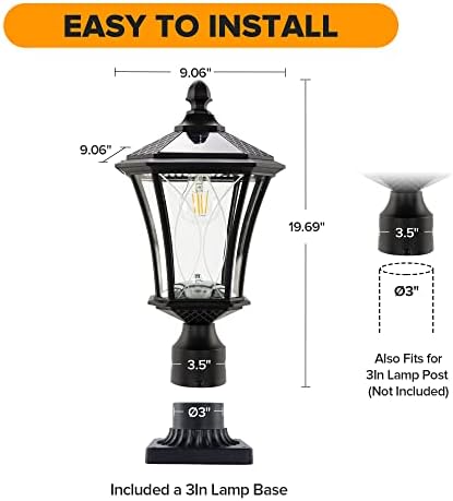 LUTEC Solar Post Light with Pier Mount Base, Black