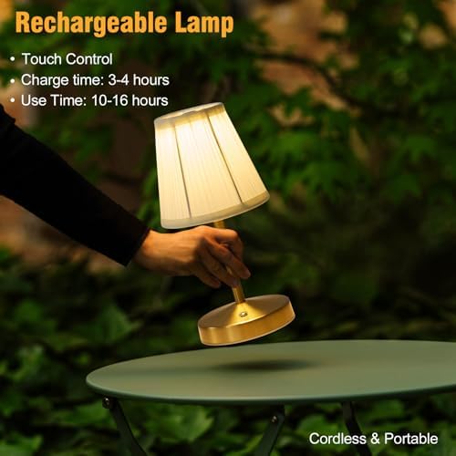 Gold Cordless Rechargeable Table Lamp, 3000mAh