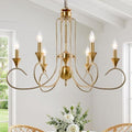 Modern Farmhouse 6-Light Gold Candle Chandelier