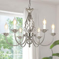 VerRon 6-Light Farmhouse Candle Chandelier, Brushed Nickel