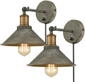 Vintage Industrial Swing Arm Plug-in Wall Sconces, Set of 2
