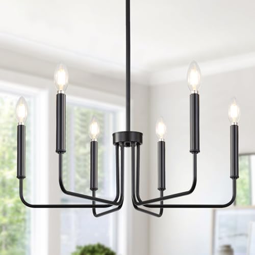 Yunnix 6-Light Black Farmhouse Chandelier
