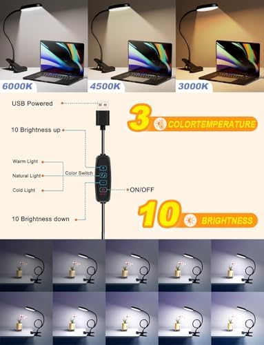 HLXS-111 10W Clamp Desk Lamp with USB Port
