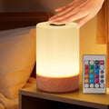 Touch Bedside Table Lamp, Remote-Control Dimmable RGB Light
