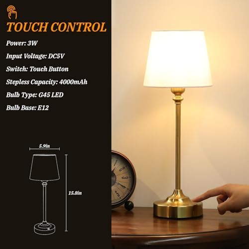Kakanuo Gold Cordless Table Lamp, 1 Pack