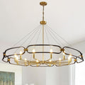 52.8" Black and Gold 8-Light Industrial Chandelier