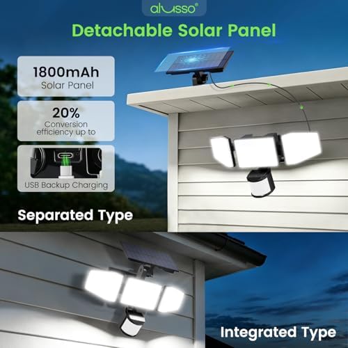 ALUSSO Solar Lights, Motion Sensor, 2 Pack