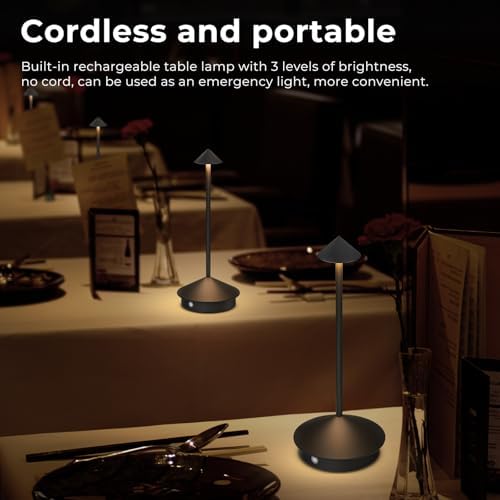 2 Pack Cordless Table Lamps, 6000mAh Rechargeable