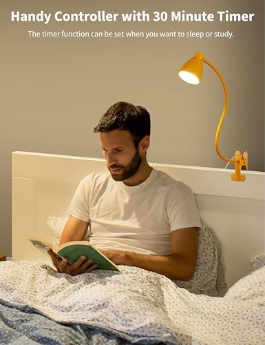 BOHON Clip-On Desk Lamp, 5 Colors, Yellow