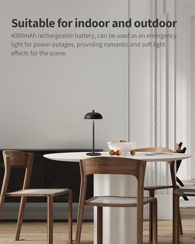 12" Cordless Table Lamps Set of 2, Black