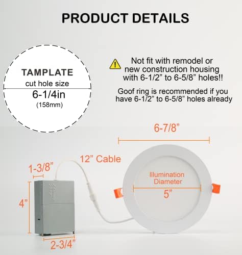 CLOUDY BAY 6 Pack 6 Inch Smart WiFi LED Recessed Lights
