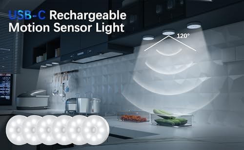 Under Cabinet Light Motion Sensor - Rechargable Closet Puck Lights