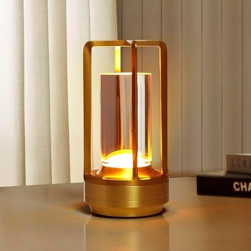 Small Rechargeable Cordless Table Lamp, Gold