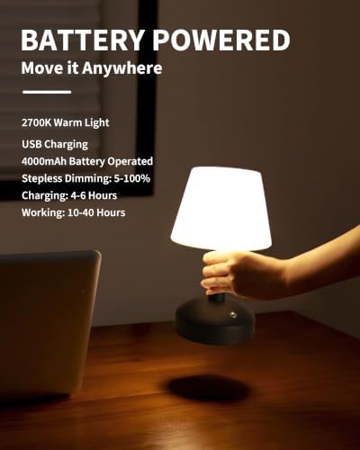 KDG Black Cordless Table Lamp
