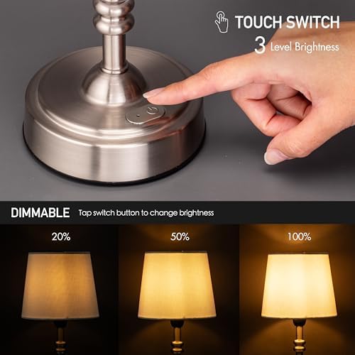 O’Bright Seraph Mini Cordless LED Table Lamp, Brushed Nickel