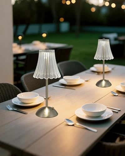Satin Nickel Rechargeable Cordless Touch Table Lamp, 3 Colors