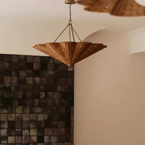 Large 3-Light Boho Rattan Chandelier