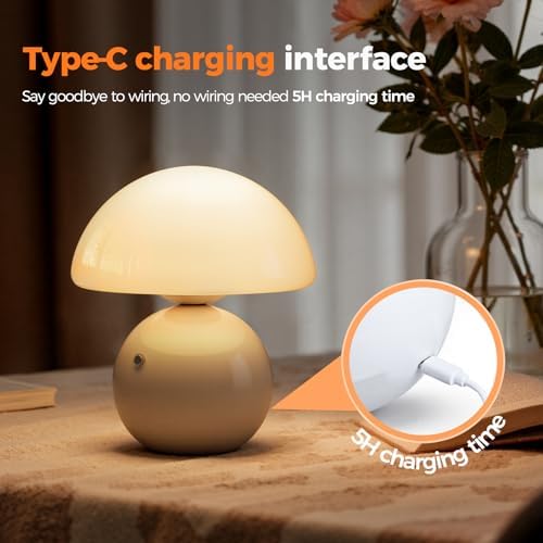 NIORSUN Wireless Mushroom Lamp, 5200mAh, White