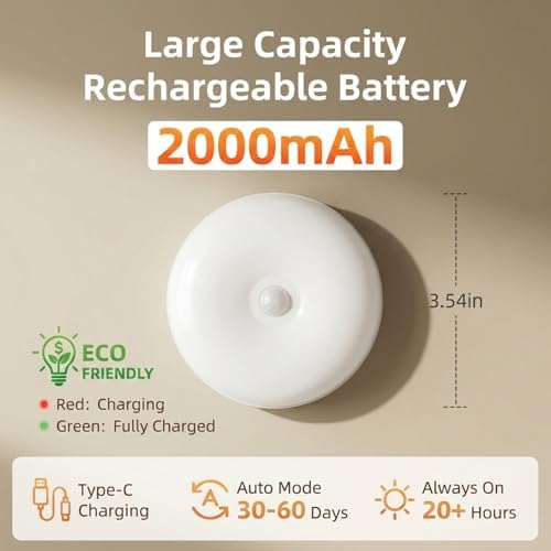 2000mAh 3.5" Wireless Puck Lights, 5 Pack