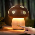 Wood Mushroom Lamp, Rechargeable Small Bedside Lamp