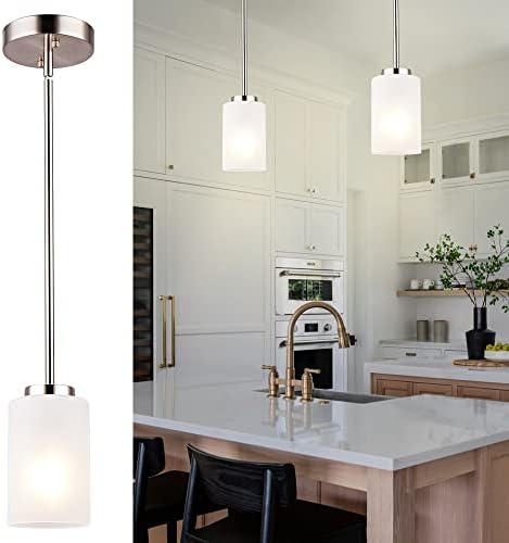 1-Light Mini Pendant Light, Opal White, 2 Pack