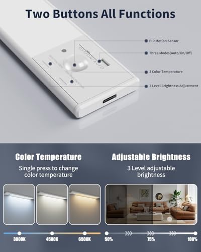 3-Pack 12 Inch Rechargeable Motion Sensor Under Cabinet Lights
