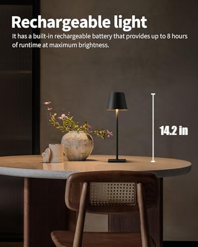KDG 2 Pack Cordless Black Table Lamps