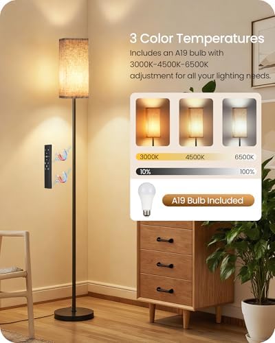 64.2" Dimmable Floor Lamp with Remote and Foot Switch