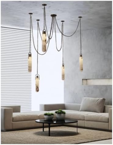 Industrial Marble Iron Chain Hanging Lamps